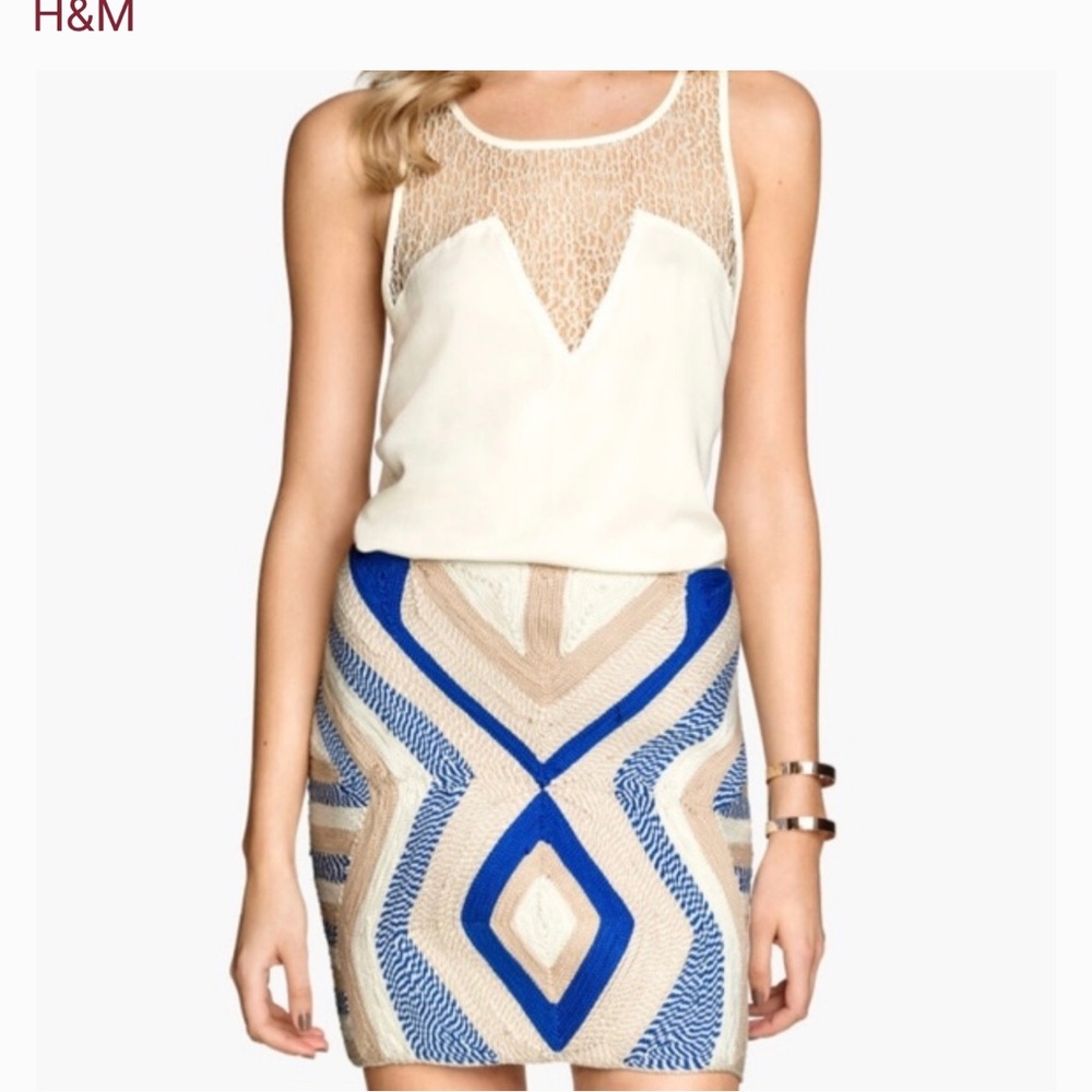 Sk87 H&M Rope Embroiderd Mini Skirt